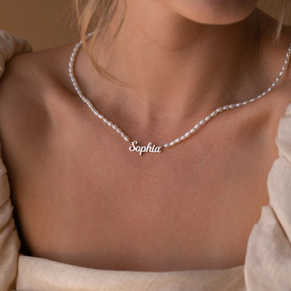 Custom Freshwater Pearl Name Necklace